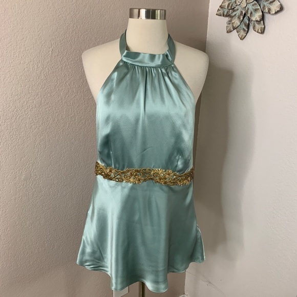 Laundry By Shelli Segal 100% Silk Halter Blouse - Picture 1 of 11